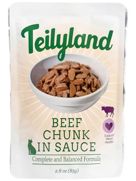 Pettric Teilyland - Влажный полнорационный корм для взрослых кошек с говядиной в соусе, 85г