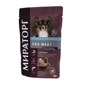 Мираторг PRO MEAT - Консервы для собак мелких пород, Здоровое пищеварение, Лосось, 85 гр