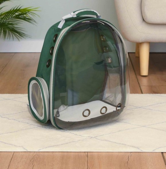 PetSHOP - Рюкзак переноска для животных с прозрачной стенкой,40x30x25 см, зеленый