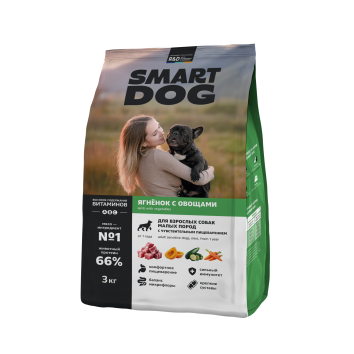 Smart Dog - Сухой корм для взрослых собак малых пород с чувствительным пищеварением, с Ягненком