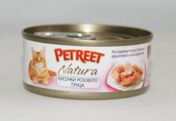 Petreet -  Консервы для кошек кусочки розового тунца 70 г