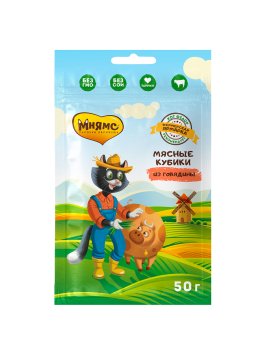 Мнямс - Лакомство для кошек «мясные кубики» из Говядины, линии Кот Федор &amp;quot;Фермерская Ярмарка&amp;quot; 50г