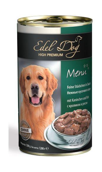 Edel Dog - Консервы для собак, нежные кусочки в соусе, индейка и печень 1,2 кг