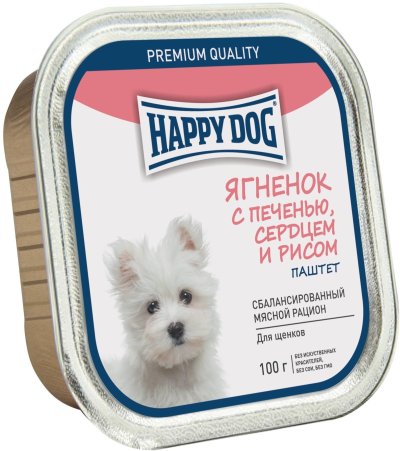 Happy Dog - Консервы для собак, Янёнок с печенью, паштет 100гр