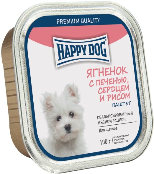 Happy Dog - Консервы для собак, Янёнок с печенью, паштет 100гр
