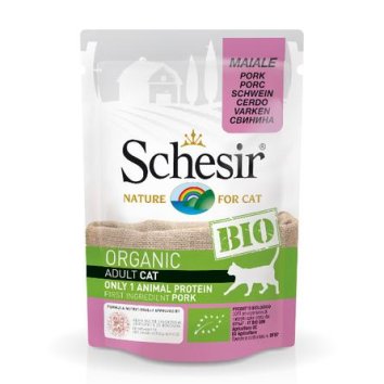 Schesir Bio - Влажный корм для взрослых кошек, со свининой 85 гр