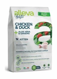 Alleva Holistic - Сухой корм для котят, беременных и кормящих, беззерновой, курица с уткой, алоэ вера и женьшенем