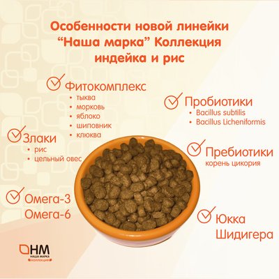 Наша Марка - Корм сухой полнорационный для стерилизованных кошек, с индейкой и рисом