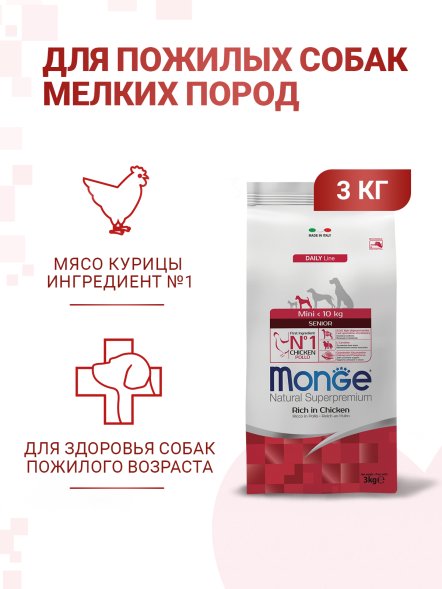 Monge Mini - Корм для пожилых собак мелких пород 3 кг