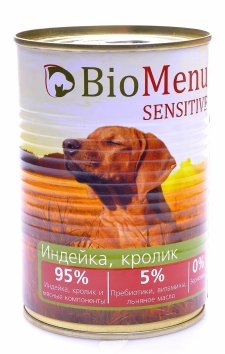 BioMenu - Гипоаллергенные консервы для собак Индейка и Кролик