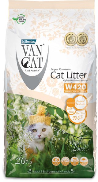 Van Cat - Комкующийся наполнитель "100% натуральный", без пыли (гранулы 2.0-4.0 мм)