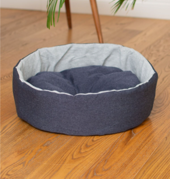 PetSHOP - Лежак круглый с подушкой, синий 38x38x11 см