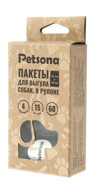 Petsona - Пакеты для выгула собак, 4 рулона по 15шт, черные