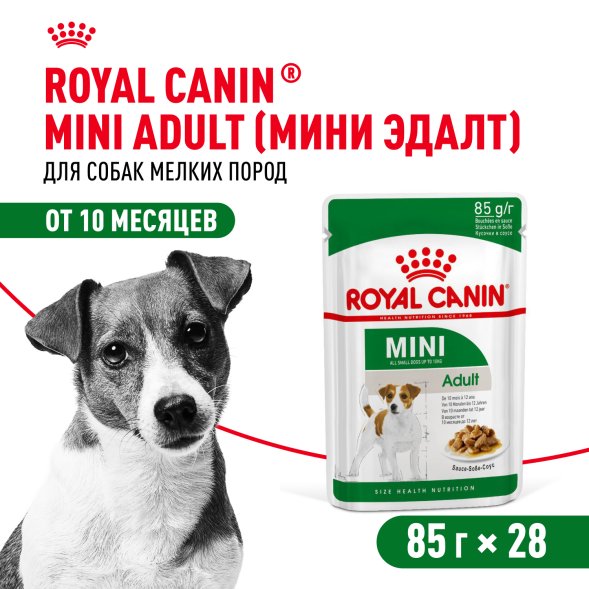 Royal Canin Mini Adult - Паучи для взрослых собак малых пород, в соусе 85гр