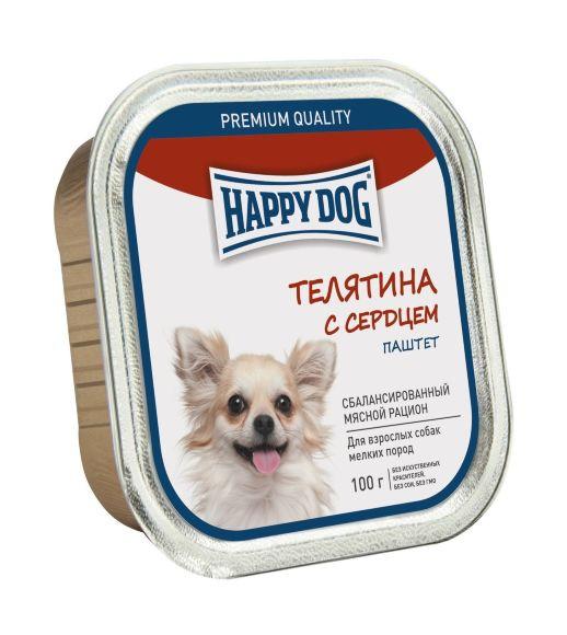 Happy Dog - Консервы для собак, Телятина с сердцем, паштет 100гр