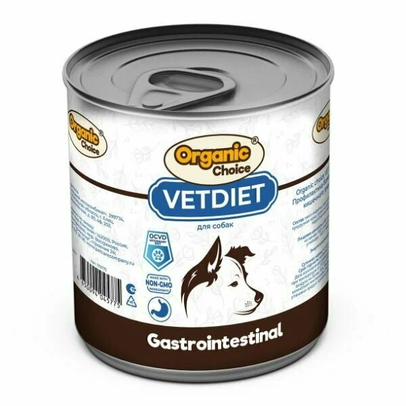 Organic Choice VET Gastrointestinal - Консервы для собак профилактика болезней ЖКТ, 340 г