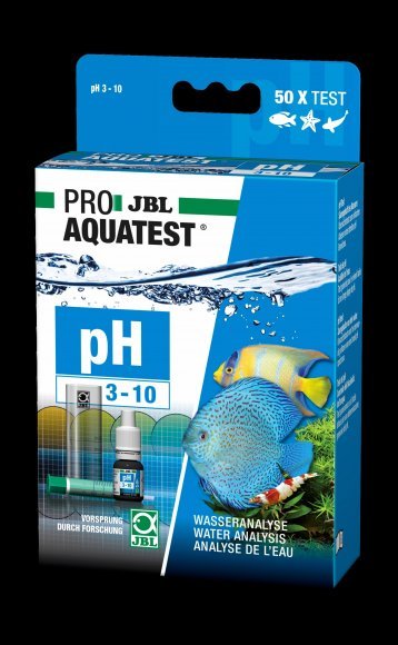 JBL ProAquaTest pH 3.0 -10.0 - Экспресс-тест для контроля значения рН в пресной и морской воде в диапазоне 3-10 единиц, примерно на 80 измерений.