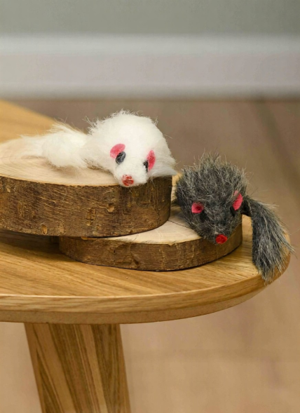 PetSHOP - Игрушка для кошек, мышки из искусственного меха, 5 см, 2 шт