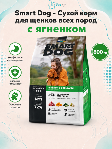 Smart Dog - Сухой корм для щенков всех пород, с Ягненком