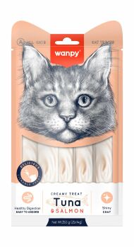 Wanpy Cat - Лакомство для кошек "нежное пюре" из тунца и лосося 25 шт х14 г