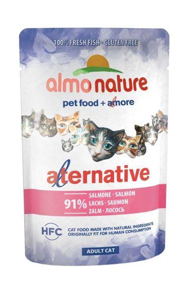 Almo Nature Alternative Salmon - Паучи для кошек с лососем 91% мяса 55гр
