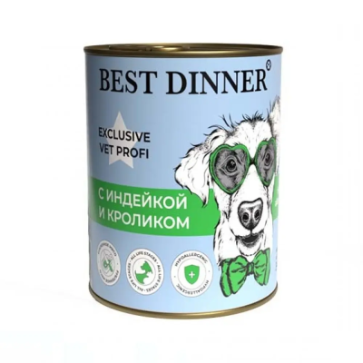 Best Dinner Hypoallergenic - Консервы для собак, с Индейкой и Кроликом, 340 гр