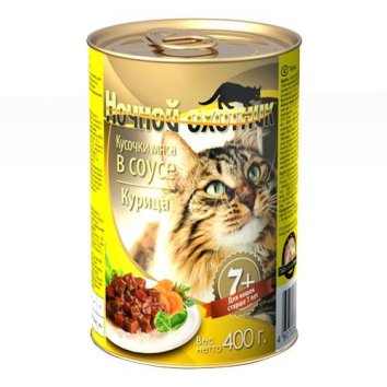 Ночной Охотник - Консервы для Пожилых Кошек - Курица в Соусе 415гр