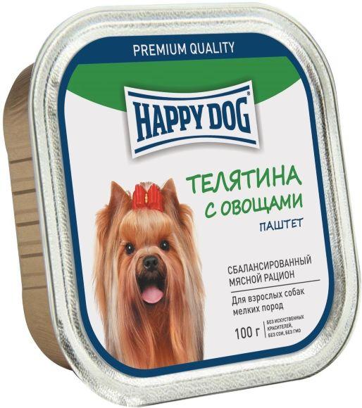 Happy Dog - Консервы для собак, Телятина с овощами, паштет 100гр