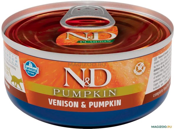 Farmina N&amp;amp;D Pumpkin - Консервы для кошек, Оленина с Тыквой 70 гр