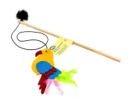 ВАКА - Игрушка для кошек дразнилка-удочка "Попугай с перьями" 