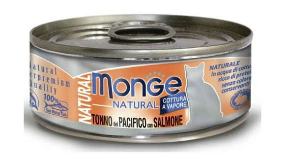 Monge Cat Natural - Консервы для кошек, из тихоокеанского тунца с лососем, 80г - 48шт