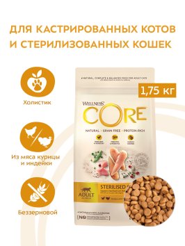 Core Sterilised - Корм для стерилизованных кошек и кастрированных котов, с курицей и индейкой