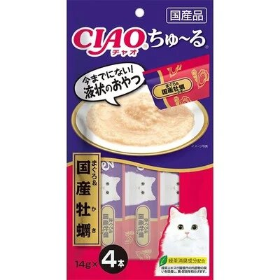 INABA - Лакомство для кошек, Тунец-бонито, устрицы, паштет чуру 14гр*4