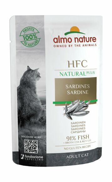 45743.580 Almo Nature Alternative Sardines - Paychi dlya koshek s sardinami 91% myasa  . Zoomagazin PetXP Almo Nature Alternative Sardines - Паучи для кошек с сардинами 91% мяса 55гр