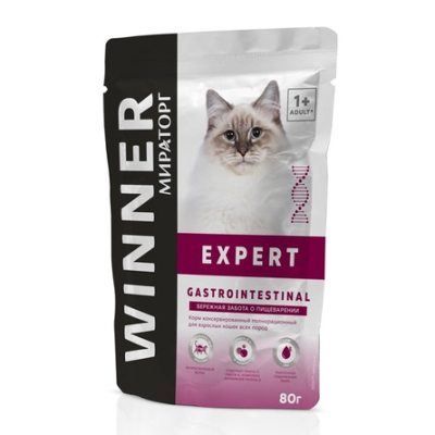 Мираторг - Winner Expert Gastrointestinal - Консервы для кошек, Забота о пищеварении, 80 гр