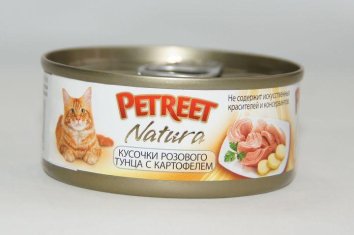Petreet -  Консервы для кошек кусочки розового тунца с картофелем 70 г