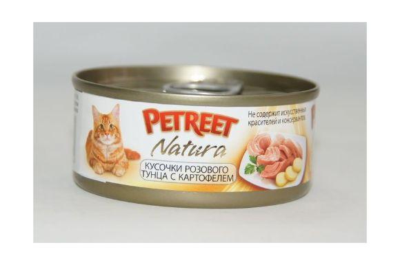 Petreet - Консервы для кошек кусочки розового тунца с картофелем 70 г