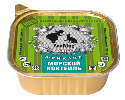 ZooRing - Консервы для кошек, паштет Морской коктейль, 100 гр ZooRing - Консервы для кошек, паштет Морской коктейль, 100 гр