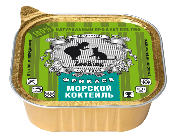ZooRing - Консервы для кошек, паштет Морской коктейль, 100 гр