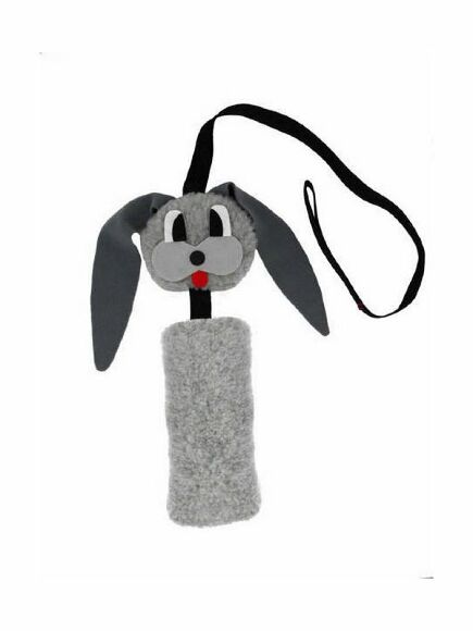 GoSi - Игрушка для собак, ЗАЯЦ Шуршик, серый с натуральным хвостом Пушнина