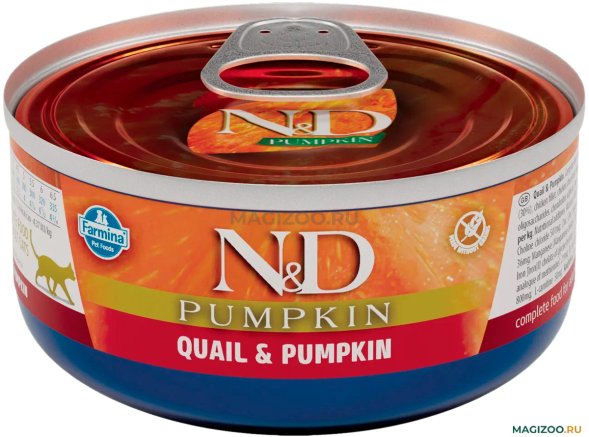 Farmina N&amp;amp;D Pumpkin - Консервы для кошек, Перепел с Тыквой 70 гр