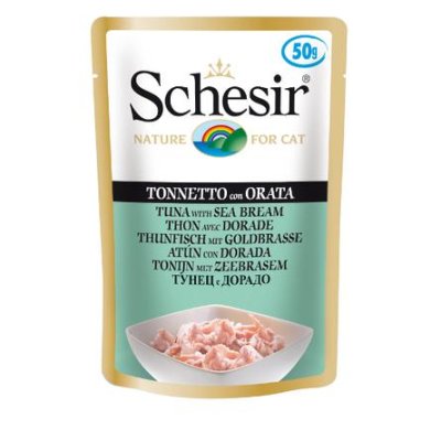 Schesir - Паучи для взрослых кошек с тунцом и дорадо 50 гр