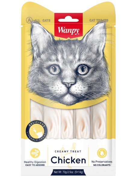 Wanpy Cat - Лакомство для кошек «нежное пюре» из курицы 70 г