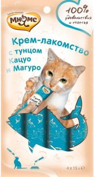 Мнямс - Крем-лакомство для кошек с тунцом Кацуо и Магуро 15 г х 4 шт.