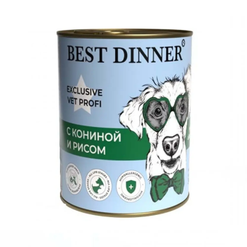 Best Dinner Hypoallergenic - Консервы для собак, с Кониной и Рисом, 340 гр