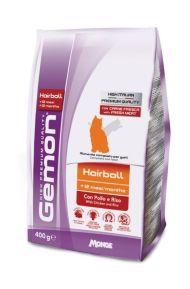Gemon Cat Hairball -  Корм для выведение шерсти для взрослых кошек с курицей и рисом 400г