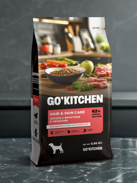 Go&amp;#039;Kitchen Skin + Coat Care - Сухой корм для щенков и собак, лосось с фруктами и овощами