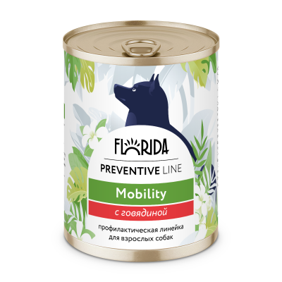 Florida Preventive Line Mobility - Консервы для собак, "Профилактика болезней опорно-двигательного аппарата", с Говядиной (Профилактика) Florida Preventive Line Mobility - Консервы для собак,
