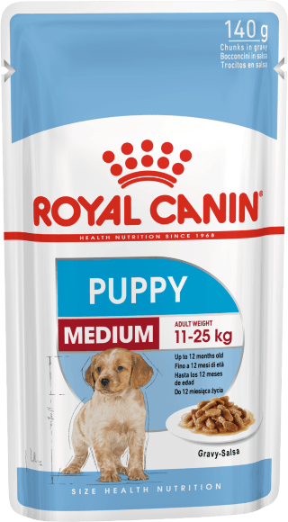 14753.580 Royal Canin Medium Puppy - Paychi dlya shenkov srednih porod 140gr kypit v zoomagazine «PetXP» Royal Canin Medium Puppy - Паучи для щенков средних пород 140гр