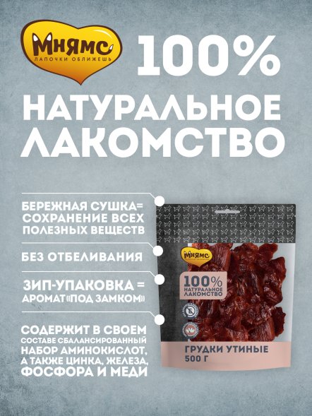 Мнямс - Лакомство для собак, Грудки Утиные, 50г
